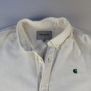 White and Green Carhartt WIP Long Sleeve Madison Corduroy Button Down Shirt M - Threads Uncovered