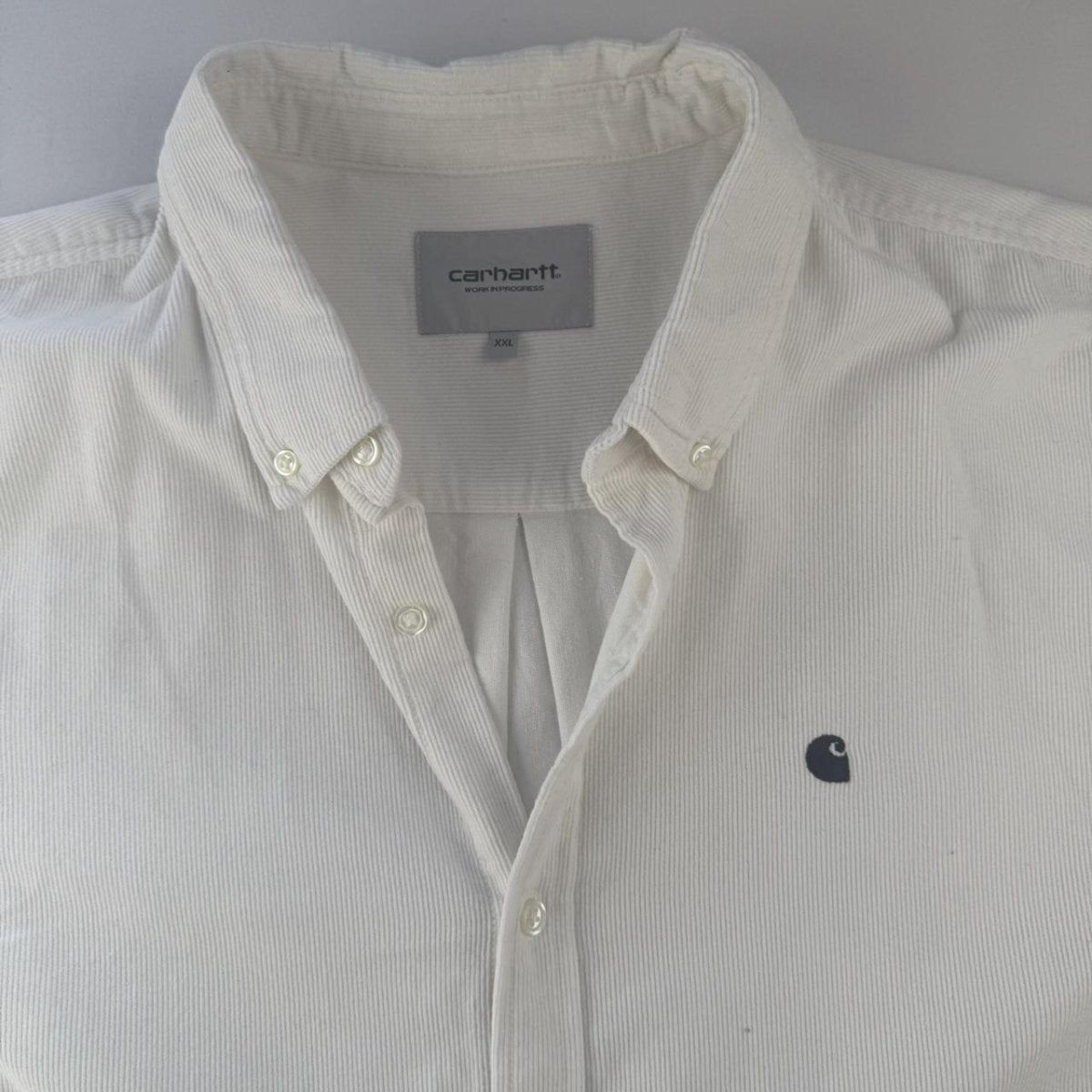 White Carhartt WIP Long Sleeve Madison Corduroy Button Down Shirt XXL - Threads Uncovered