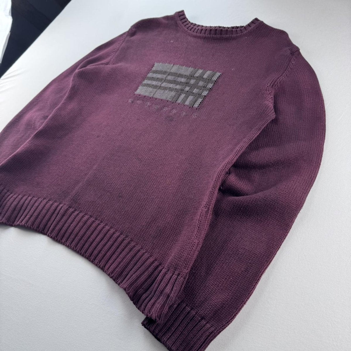 Womens Burberry Distressed Embroidered Knitted Jumper 14-16 - Threads Uncovered