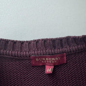 Womens Burberry Distressed Embroidered Knitted Jumper 14-16 - Threads Uncovered
