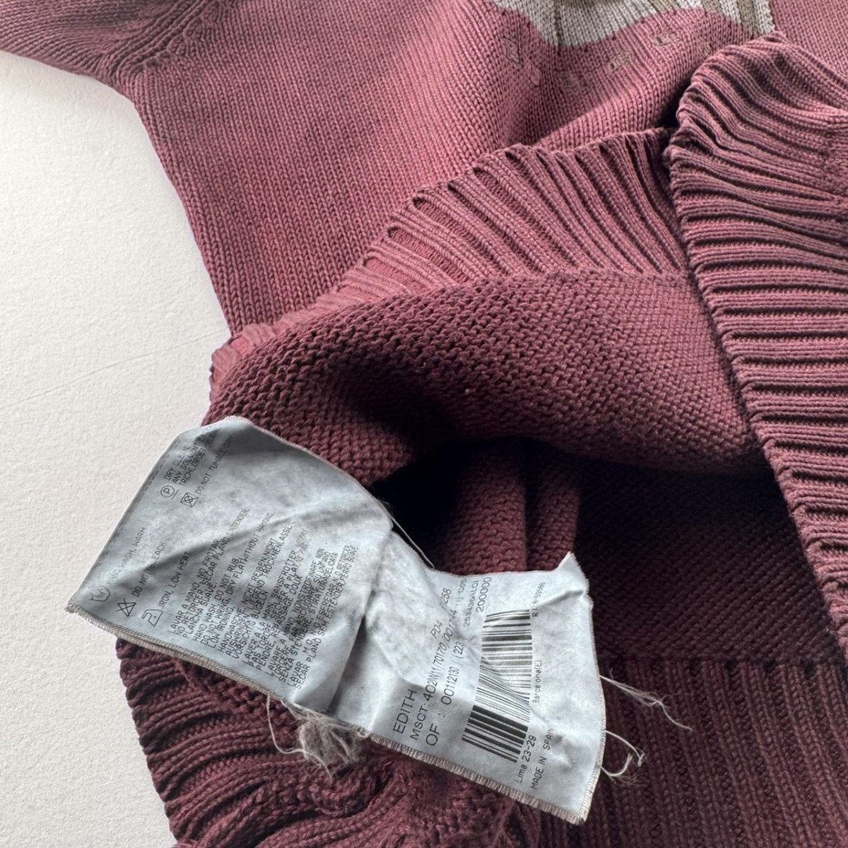 Womens Burberry Distressed Embroidered Knitted Jumper 14-16 - Threads Uncovered