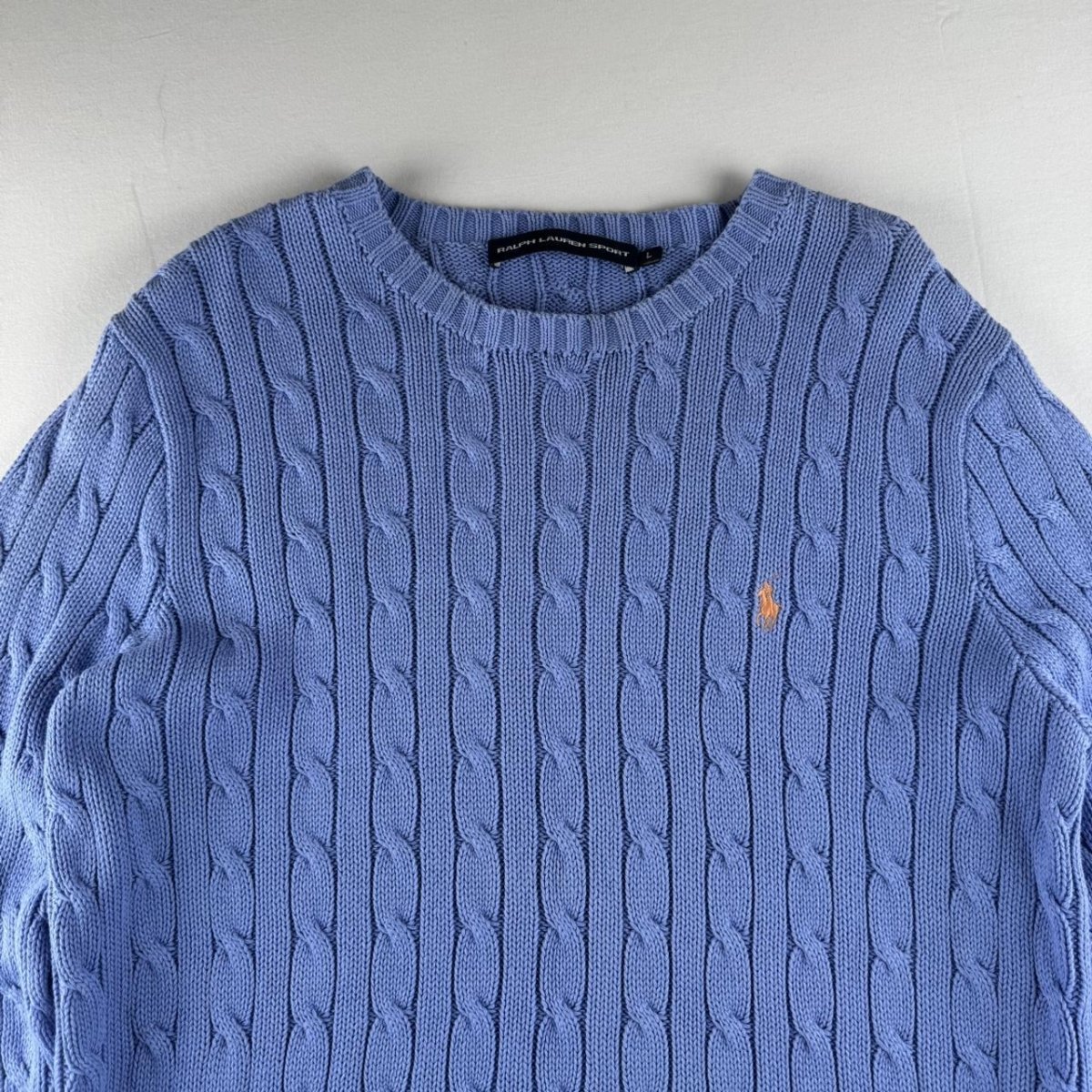 Womens Polo Ralph Lauren Embroidered Pony 100% Cotton Cable Knitted Jumper L - Threads Uncovered