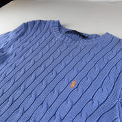 Womens Polo Ralph Lauren Embroidered Pony 100% Cotton Cable Knitted Jumper L - Threads Uncovered