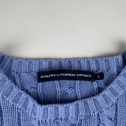 Womens Polo Ralph Lauren Embroidered Pony 100% Cotton Cable Knitted Jumper L - Threads Uncovered