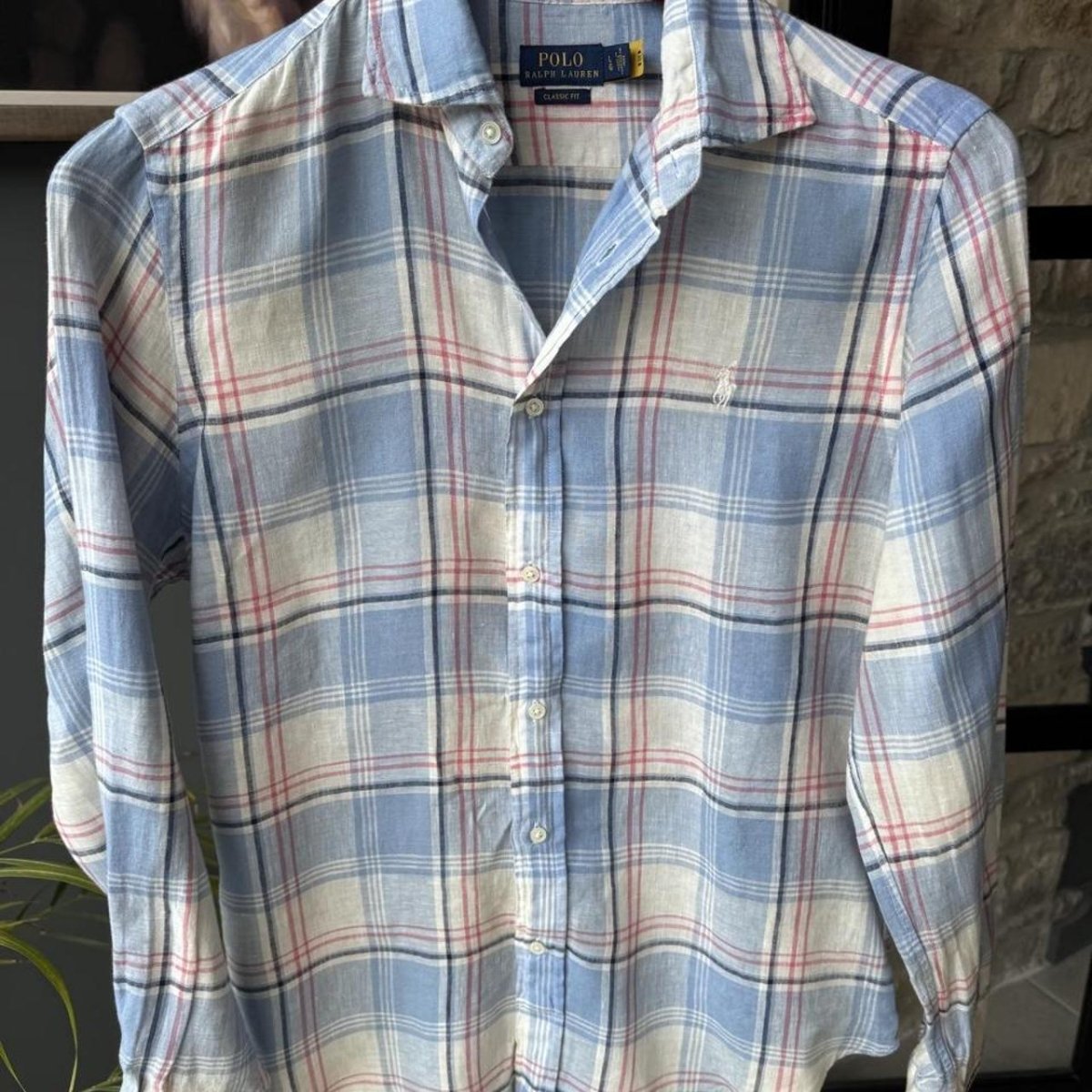 Womens Polo Ralph Lauren Embroidered Pony Linen Shirt L - Threads Uncovered