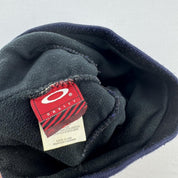 Y2k Fleece Lined Embroidered Oakley Beanie with Blue Logo - Threads Uncovered