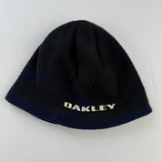 Y2k Fleece Lined Embroidered Oakley Beanie with Blue Logo - Threads Uncovered