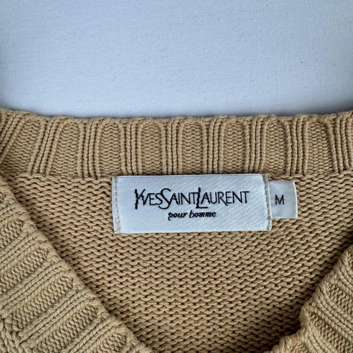 Yves Saint Laurent Crewneck Knit Sweater in Beige Size M - Threads Uncovered