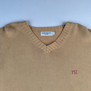 Yves Saint Laurent Crewneck Knit Sweater in Beige Size M - Threads Uncovered