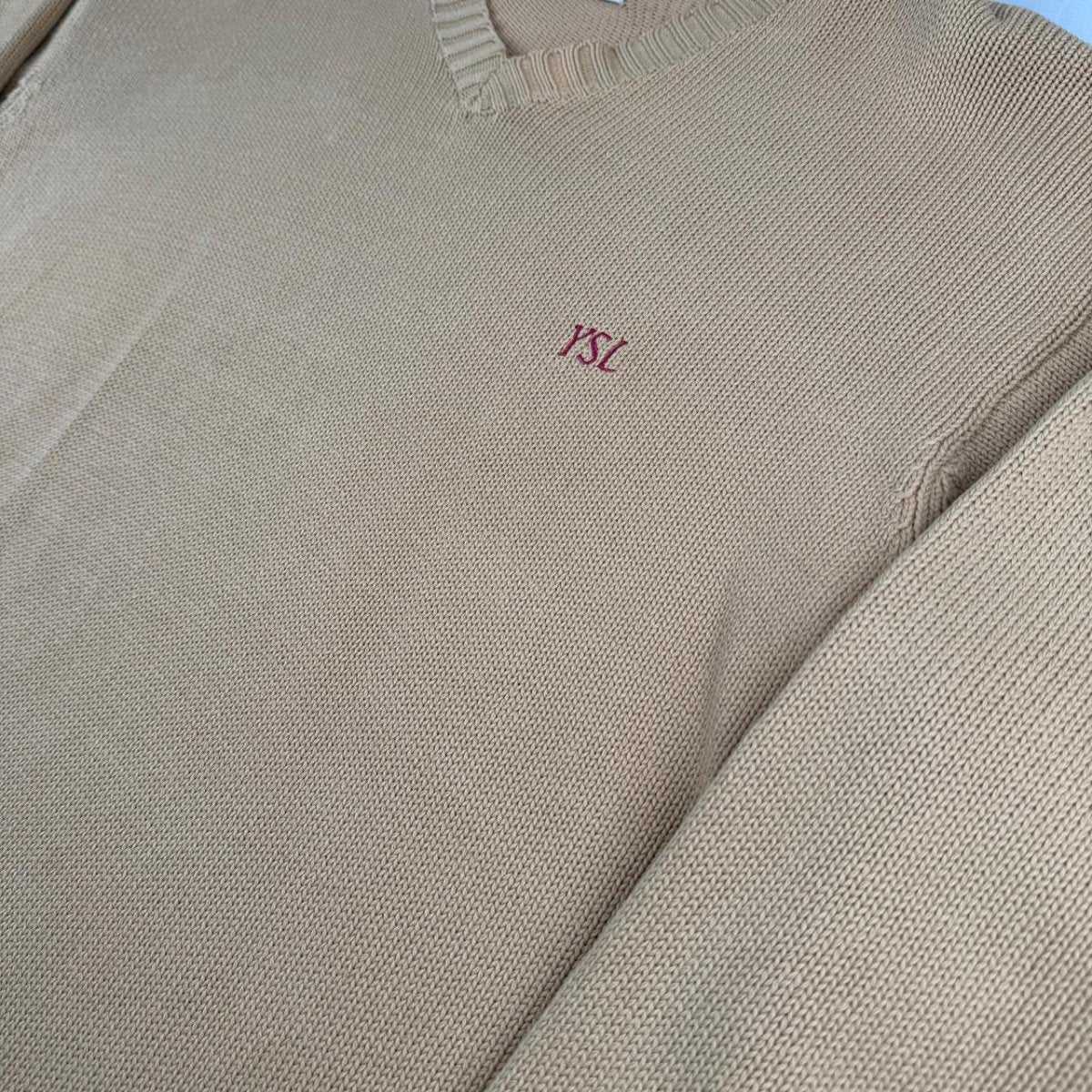 Yves Saint Laurent Crewneck Knit Sweater in Beige Size M - Threads Uncovered
