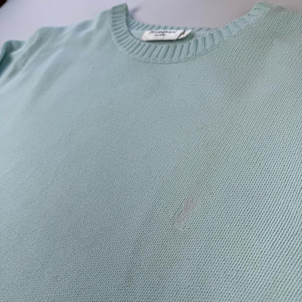 Yves Saint Laurent Crewneck Knit Sweater in Green Size L - Threads Uncovered