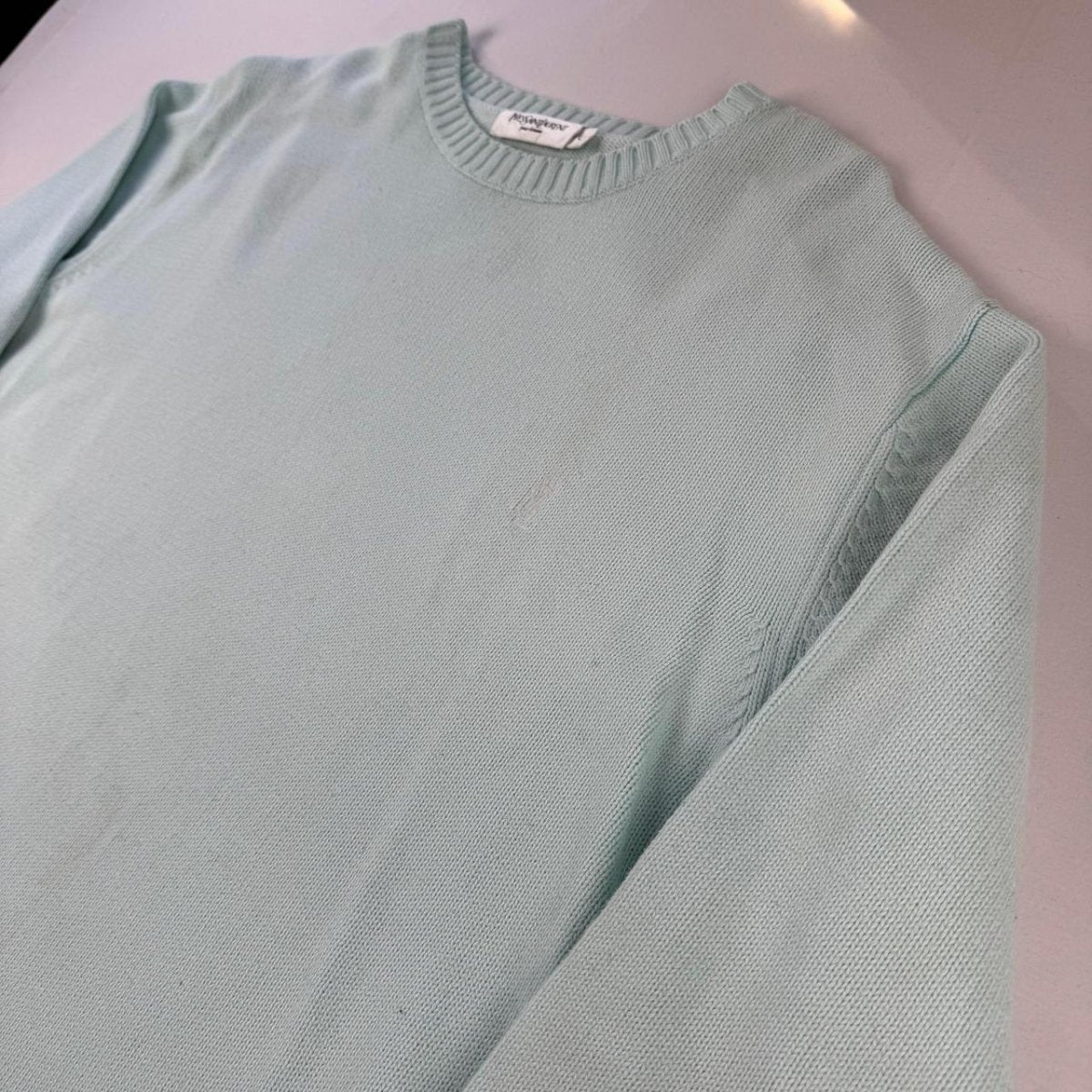 Yves Saint Laurent Crewneck Knit Sweater in Green Size L - Threads Uncovered