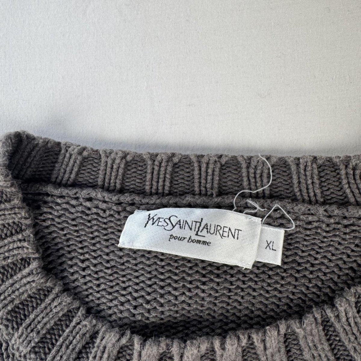 Yves Saint Laurent Crewneck Knit Sweater in Grey Size XL - Threads Uncovered