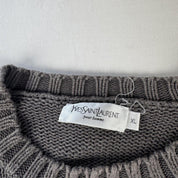 Yves Saint Laurent Crewneck Knit Sweater in Grey Size XL - Threads Uncovered