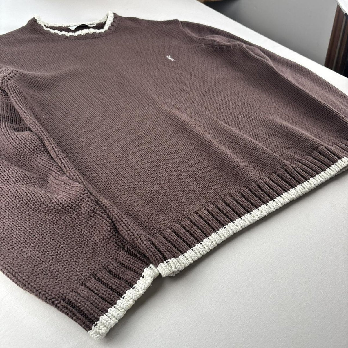 Yves Saint Laurent Rare Brown Ribbed Knitted Jumper XL - Threads Uncovered