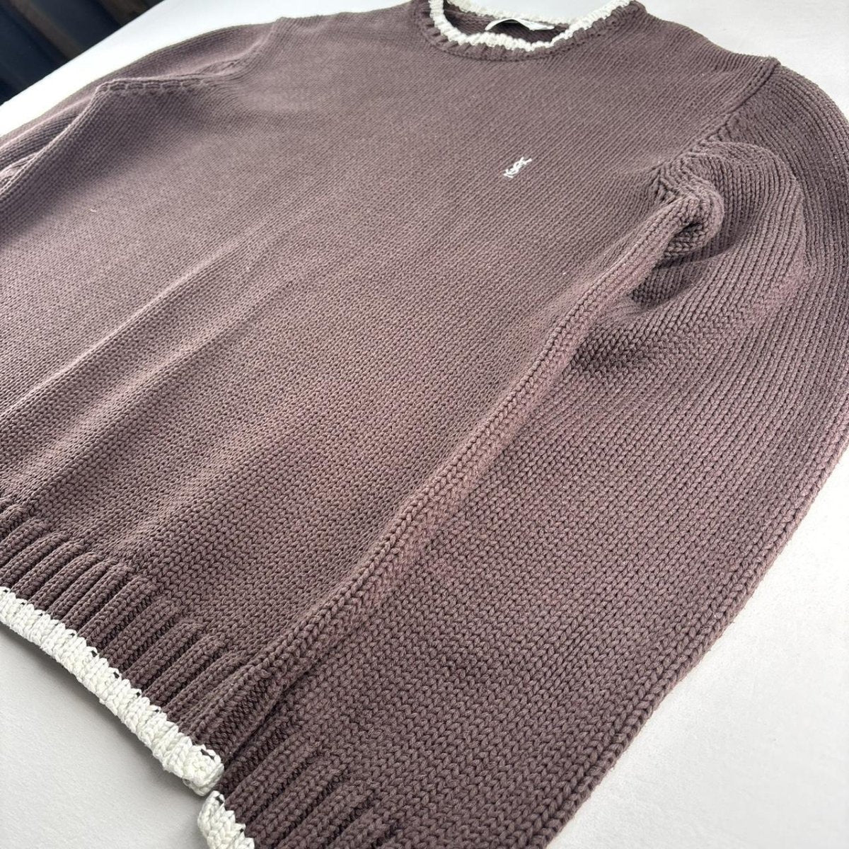 Yves Saint Laurent Rare Brown Ribbed Knitted Jumper XL - Threads Uncovered