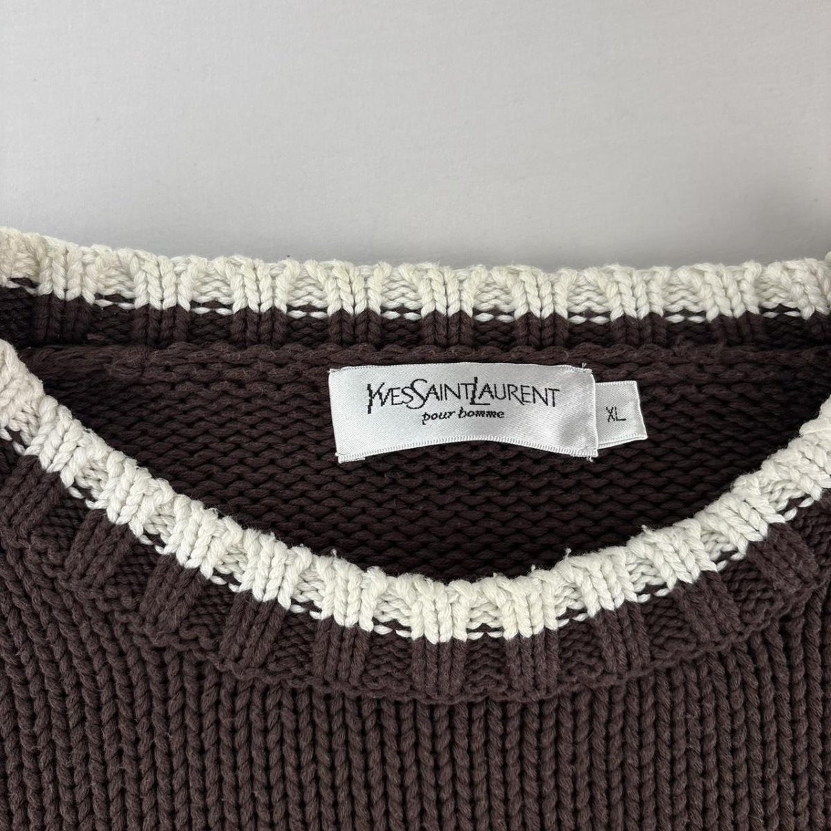 Yves Saint Laurent Rare Brown Ribbed Knitted Jumper XL - Threads Uncovered