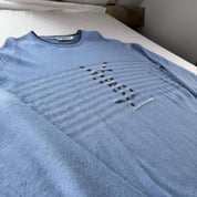 Yves Saint Laurent YSL Baby Blue Embroidered Logo Woolen Jumper L - Threads Uncovered