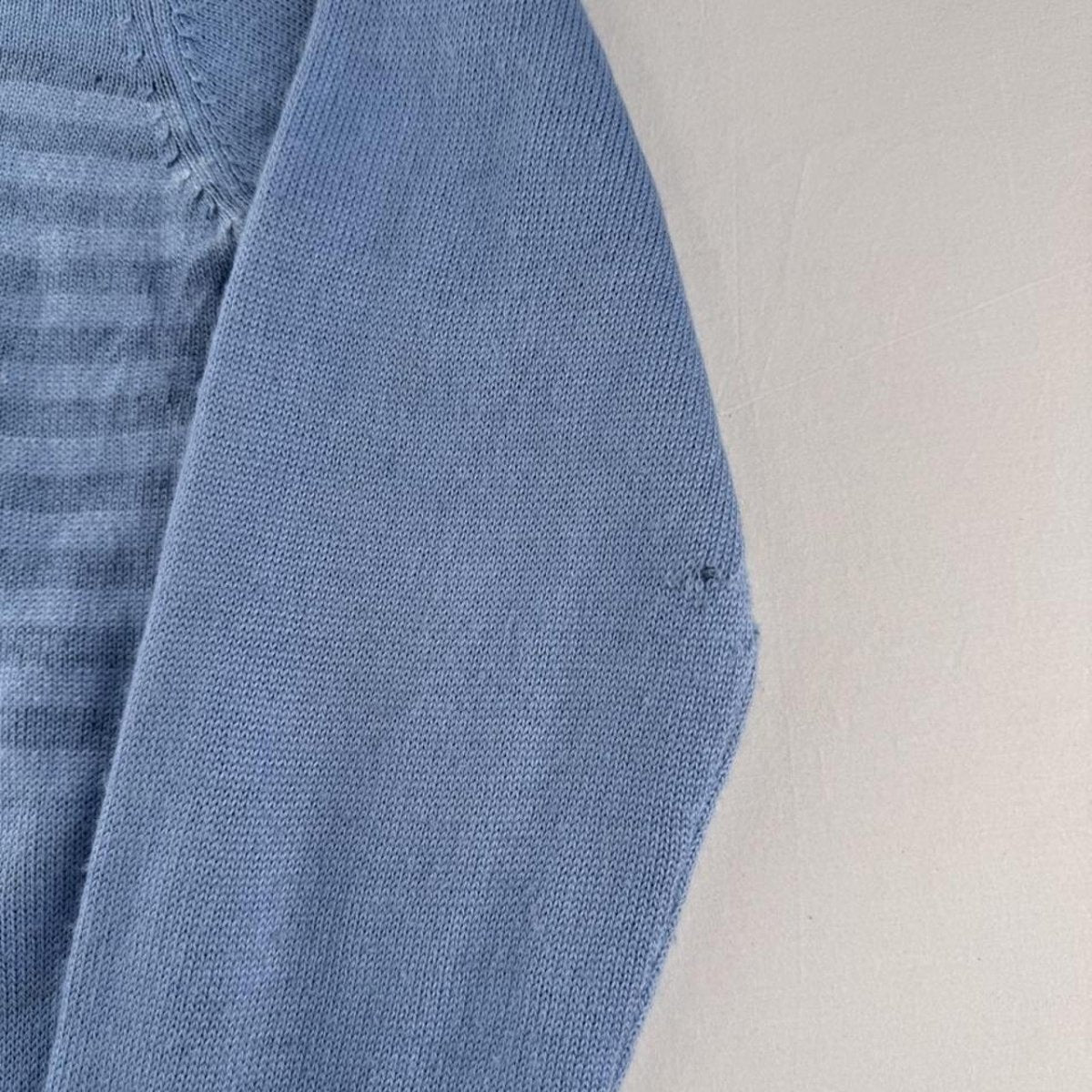 Yves Saint Laurent YSL Baby Blue Embroidered Logo Woolen Jumper L - Threads Uncovered