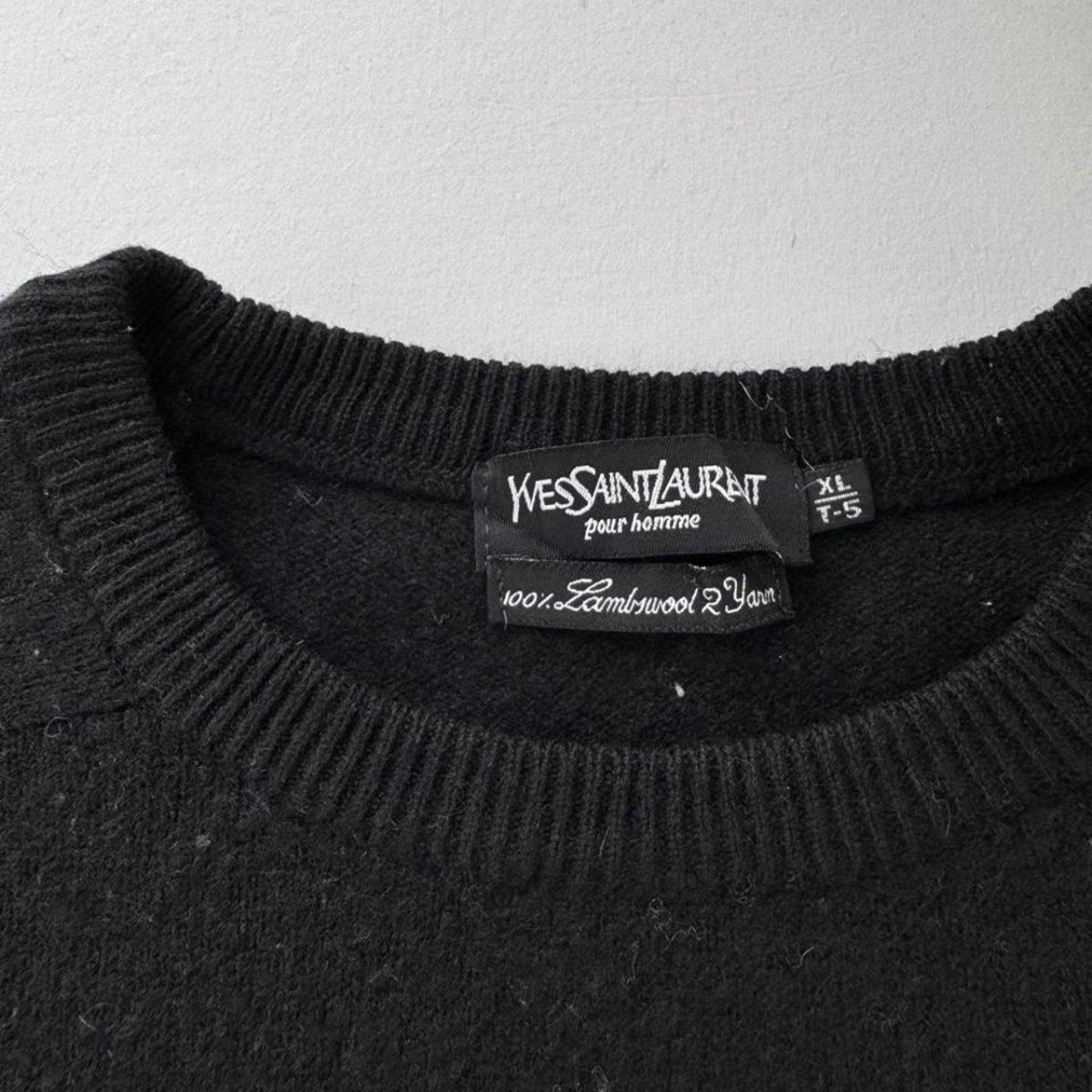Yves Saint Laurent YSL Black Embroidered Logo Woolen Jumper XXL - Threads Uncovered
