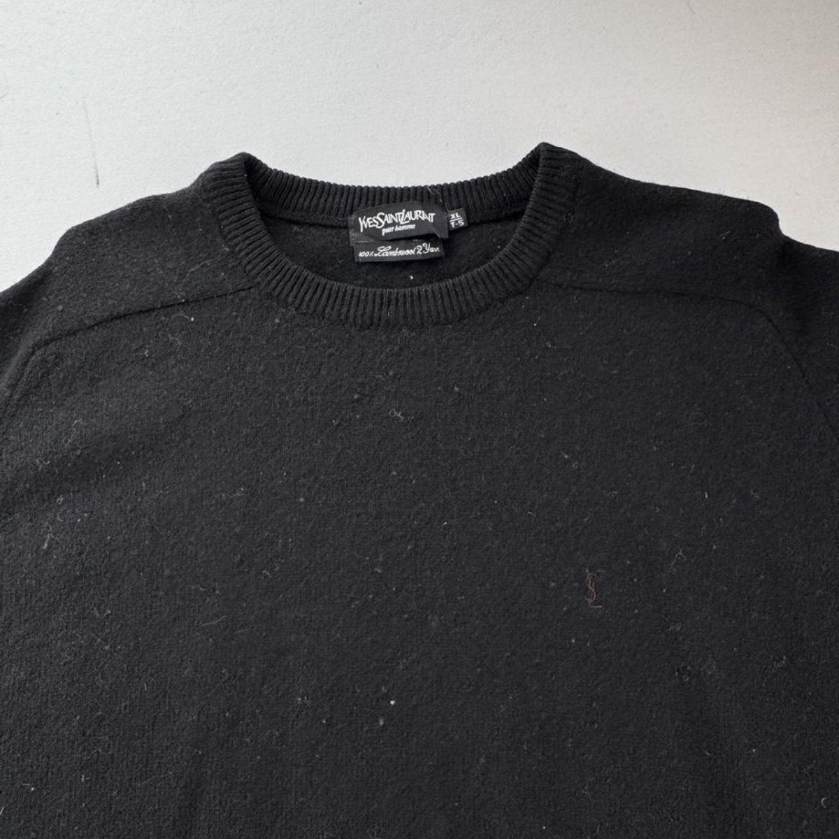 Yves Saint Laurent YSL Black Embroidered Logo Woolen Jumper XXL - Threads Uncovered