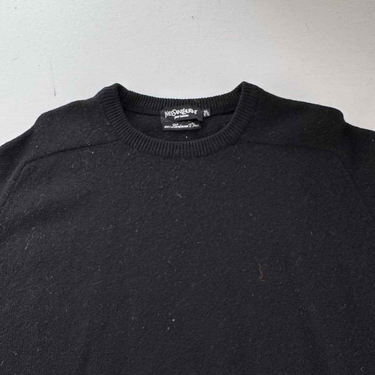 Yves Saint Laurent YSL Black Embroidered Logo Woolen Jumper XXL - Threads Uncovered