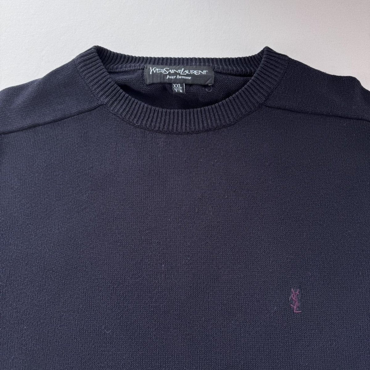 Yves Saint Laurent YSL Embroidered Logo Cotton Jumper XXL - Threads Uncovered