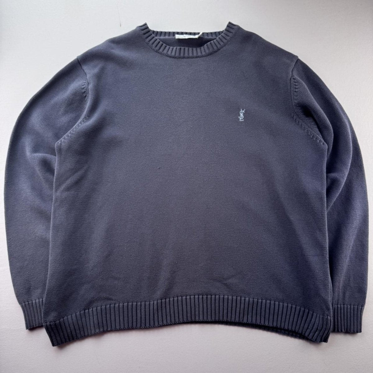 Yves Saint Laurent YSL Embroidered Logo Crewneck Jumper L - Threads Uncovered