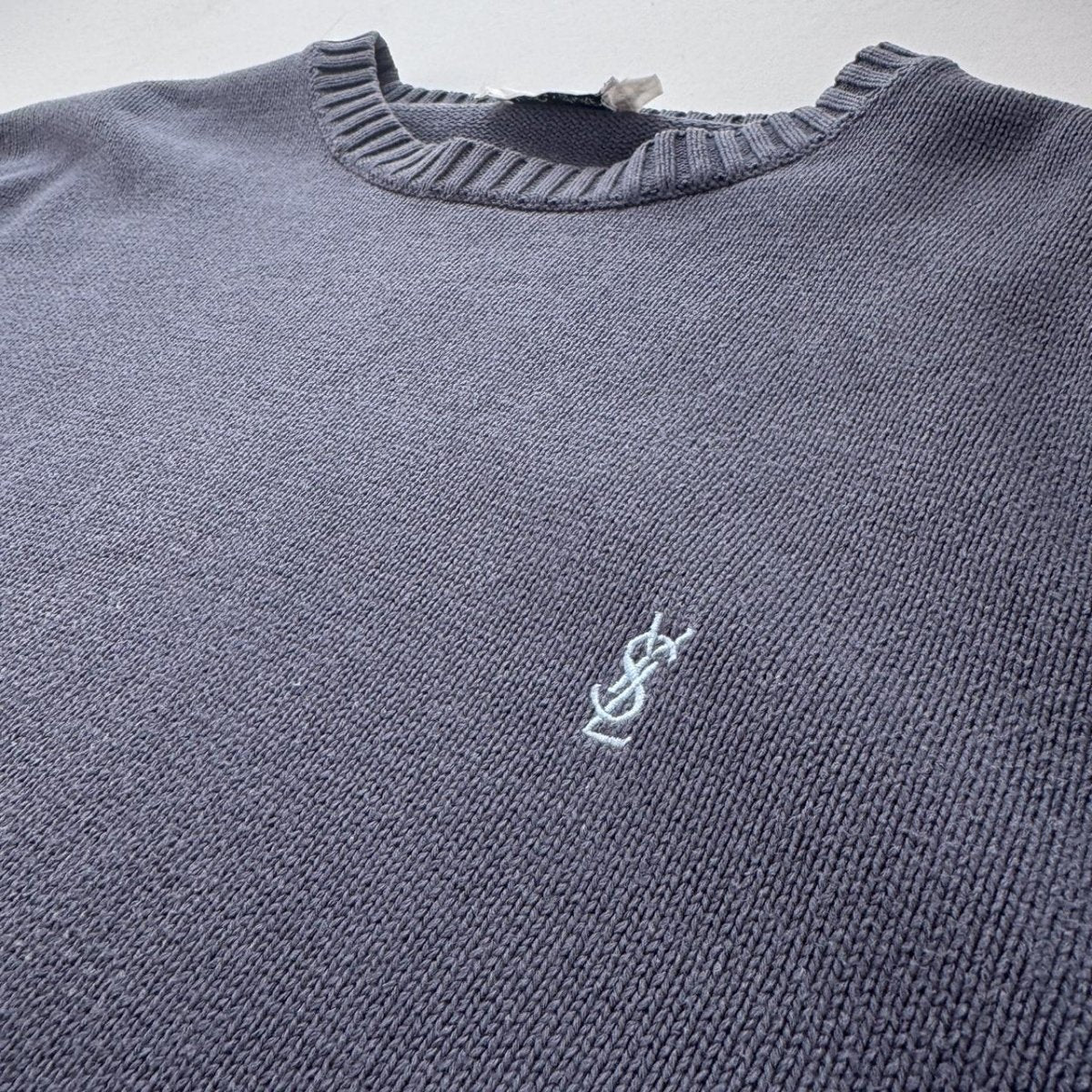Yves Saint Laurent YSL Embroidered Logo Crewneck Jumper L - Threads Uncovered