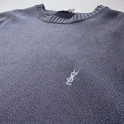 Yves Saint Laurent YSL Embroidered Logo Crewneck Jumper L - Threads Uncovered