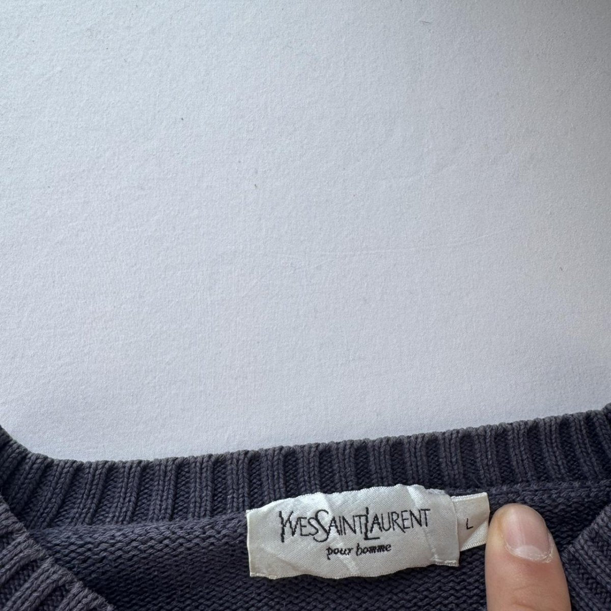 Yves Saint Laurent YSL Embroidered Logo Crewneck Jumper L - Threads Uncovered