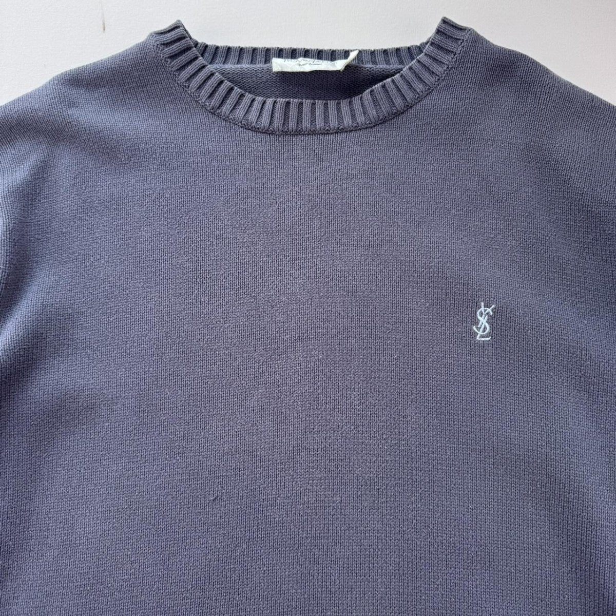Yves Saint Laurent YSL Embroidered Logo Crewneck Jumper L - Threads Uncovered