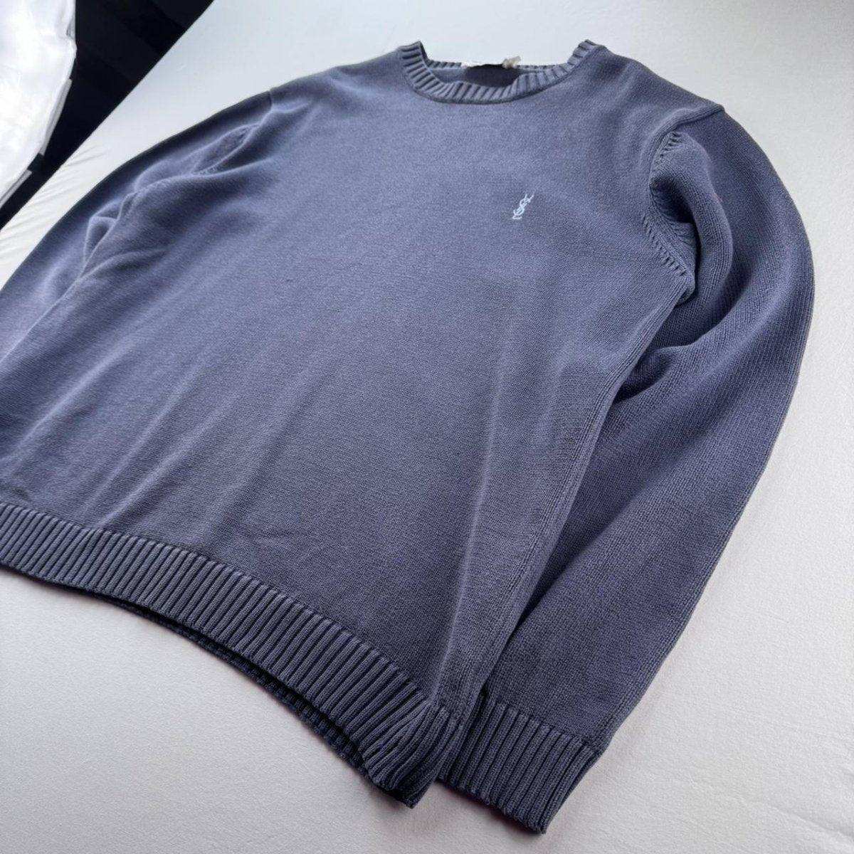Yves Saint Laurent YSL Embroidered Logo Crewneck Jumper L - Threads Uncovered