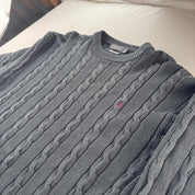 Yves Saint Laurent YSL Embroidered Logo Thick Knitted Cable Knit Jumper XXL - Threads Uncovered