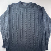 Yves Saint Laurent YSL Embroidered Logo Thick Knitted Cable Knit Jumper XXL - Threads Uncovered
