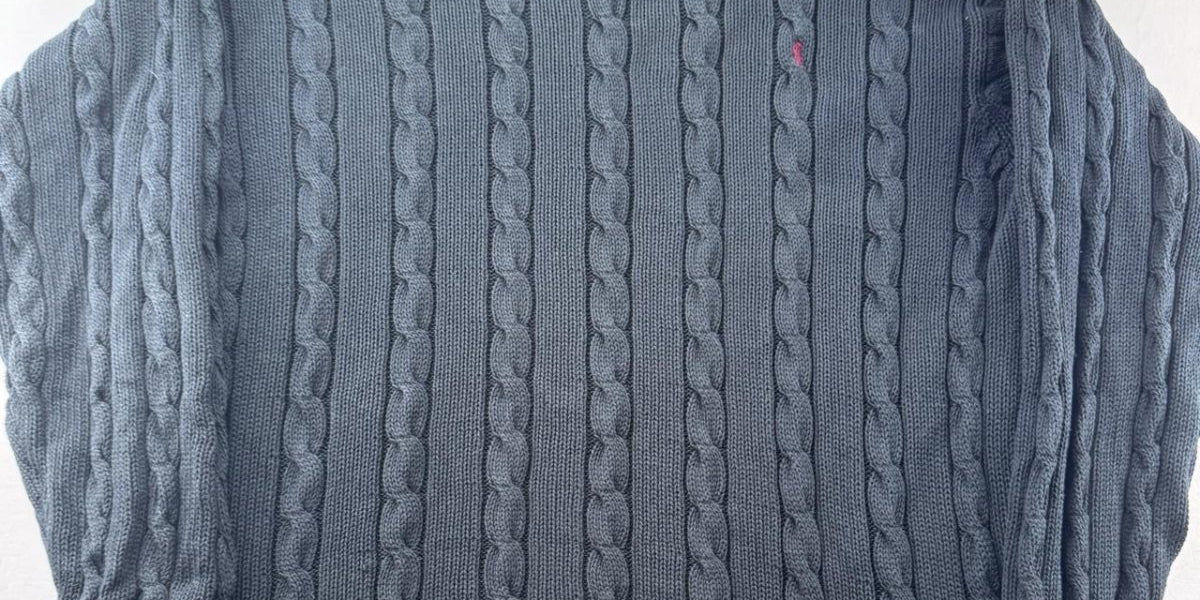 Yves Saint Laurent YSL Embroidered Logo Thick Knitted Cable Knit Jumper XXL - Threads Uncovered