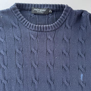 Yves Saint Laurent YSL Embroidered Logo Thick Knitted Cable Knit L - Threads Uncovered