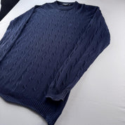 Yves Saint Laurent YSL Embroidered Logo Thick Knitted Cable Knit L - Threads Uncovered