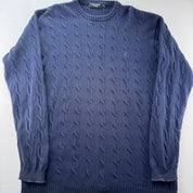 Yves Saint Laurent YSL Embroidered Logo Thick Knitted Cable Knit L - Threads Uncovered