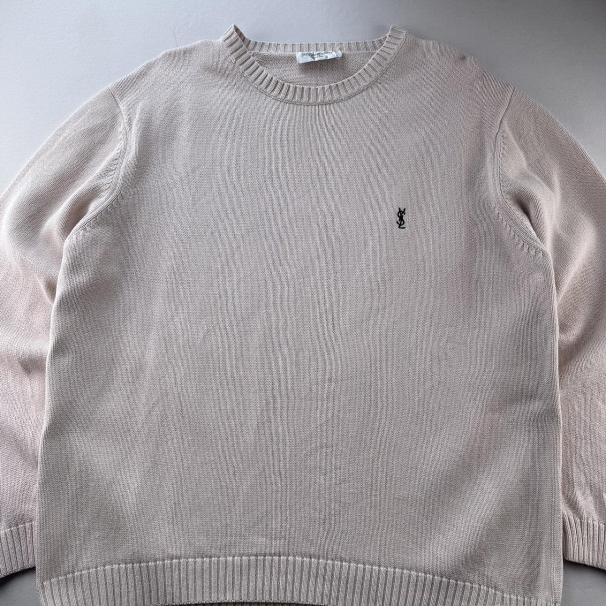 Yves Saint Laurent YSL Embroidered Logo Thick Knitted Jumper L - Threads Uncovered