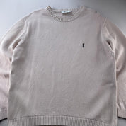 Yves Saint Laurent YSL Embroidered Logo Thick Knitted Jumper L - Threads Uncovered