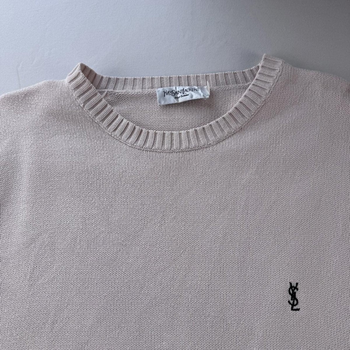 Yves Saint Laurent YSL Embroidered Logo Thick Knitted Jumper L - Threads Uncovered