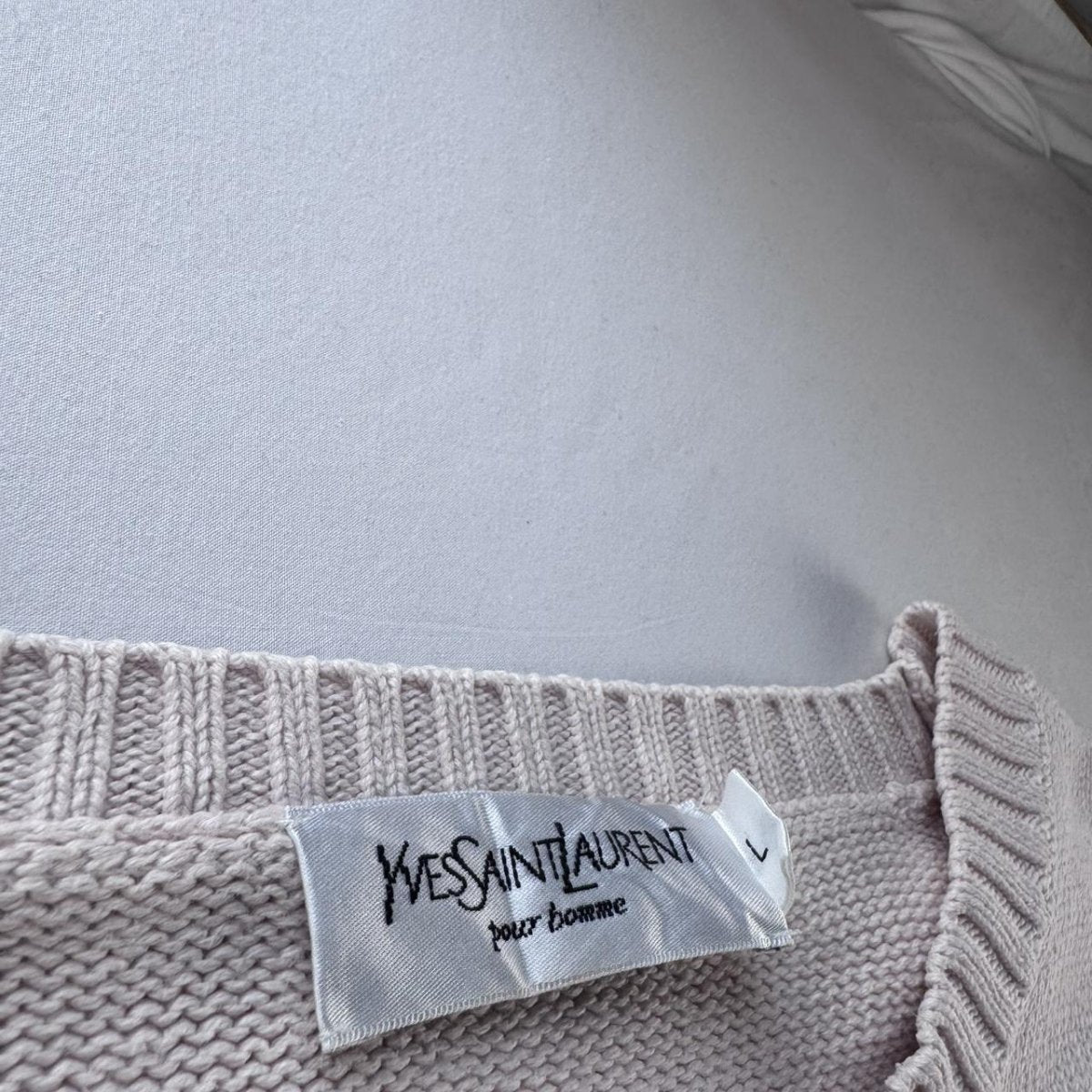 Yves Saint Laurent YSL Embroidered Logo Thick Knitted Jumper L - Threads Uncovered
