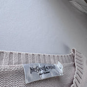 Yves Saint Laurent YSL Embroidered Logo Thick Knitted Jumper L - Threads Uncovered
