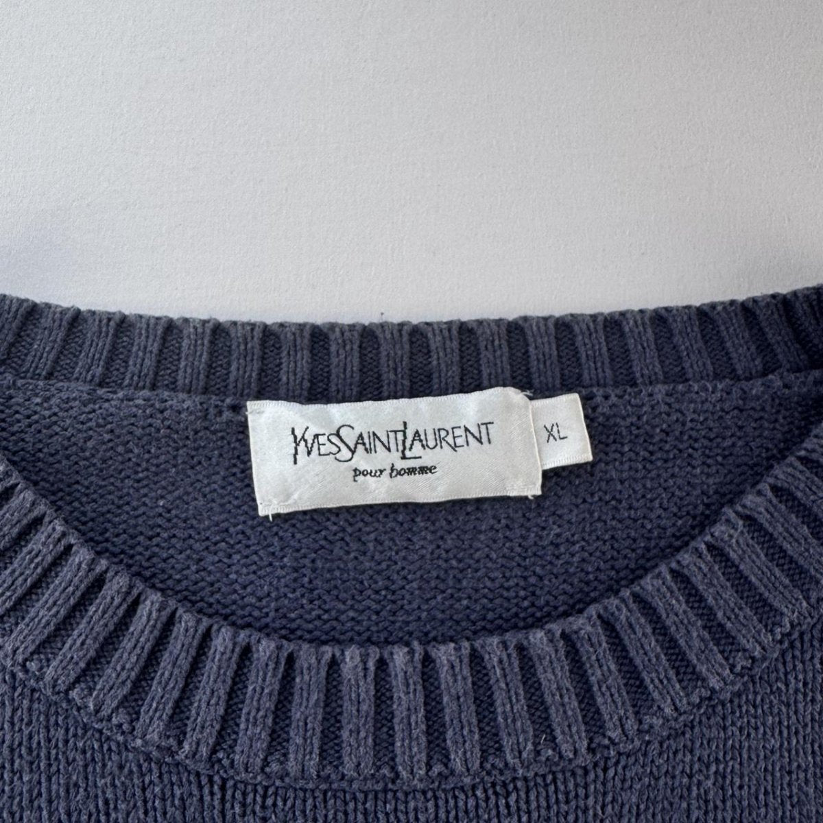 Yves Saint Laurent YSL Embroidered Logo Thick Knitted Jumper XL - Threads Uncovered