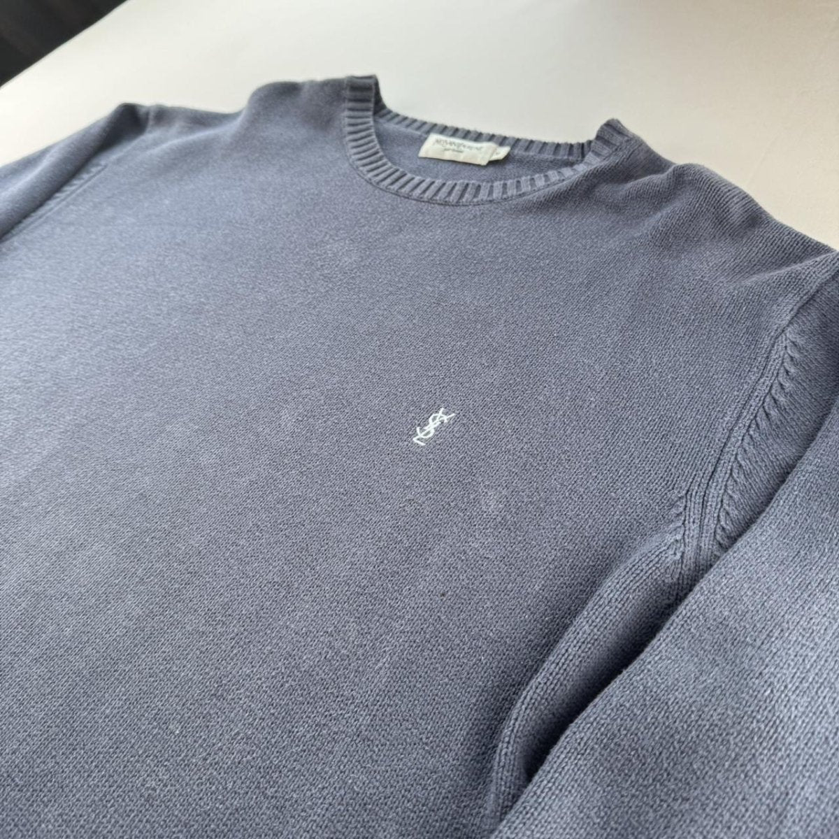 Yves Saint Laurent YSL Embroidered Logo Thick Knitted Jumper XL - Threads Uncovered