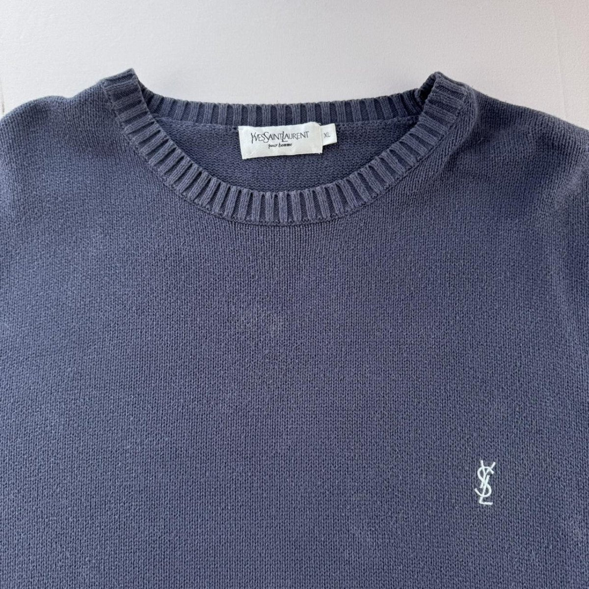 Yves Saint Laurent YSL Embroidered Logo Thick Knitted Jumper XL - Threads Uncovered