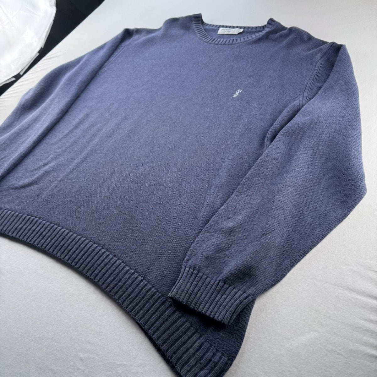 Yves Saint Laurent YSL Embroidered Logo Thick Knitted Jumper XL - Threads Uncovered