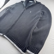 Yves Saint Laurent YSL Embroidered Logo Thick Knitted Ribbed Full Zip XXL - Threads Uncovered