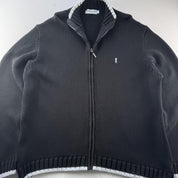 Yves Saint Laurent YSL Embroidered Logo Thick Knitted Ribbed Full Zip XXL - Threads Uncovered